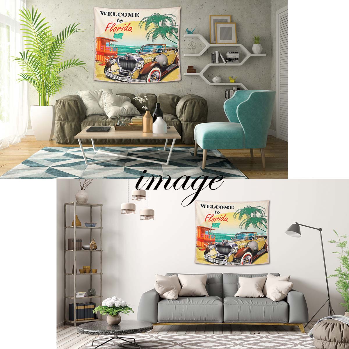 楽天市場】タペストリー 西海岸 アメ車 ルート66 ビーチ 夕焼け