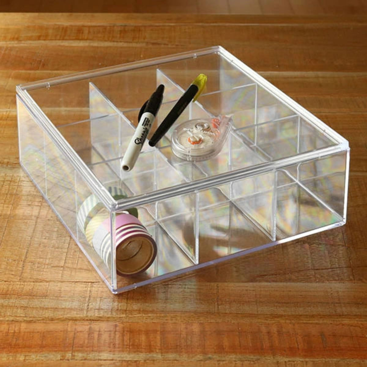 楽天市場】クリアケース ふた付き 9分割 透明 プラスチック 収納