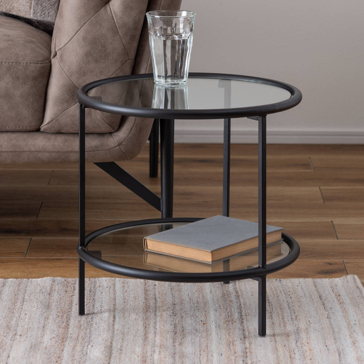 楽天市場】サイドテーブル 円型 高さ38.5cm 2段 ラウンドガラス