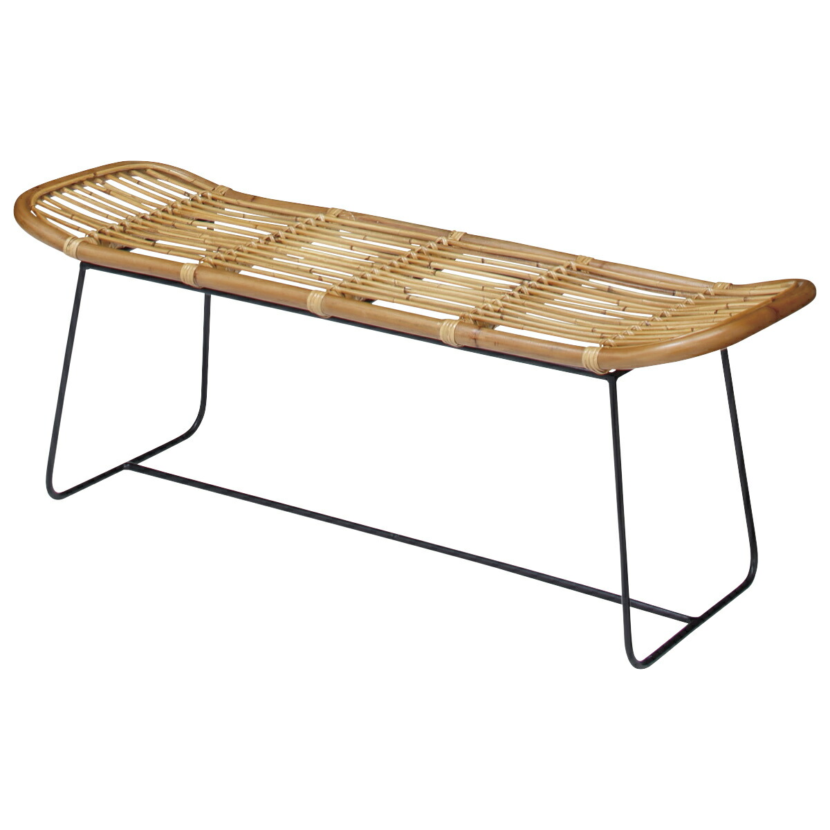 楽天市場】ラタンベンチ 2人掛け 長椅子 アイアンフレーム 籐家具 幅