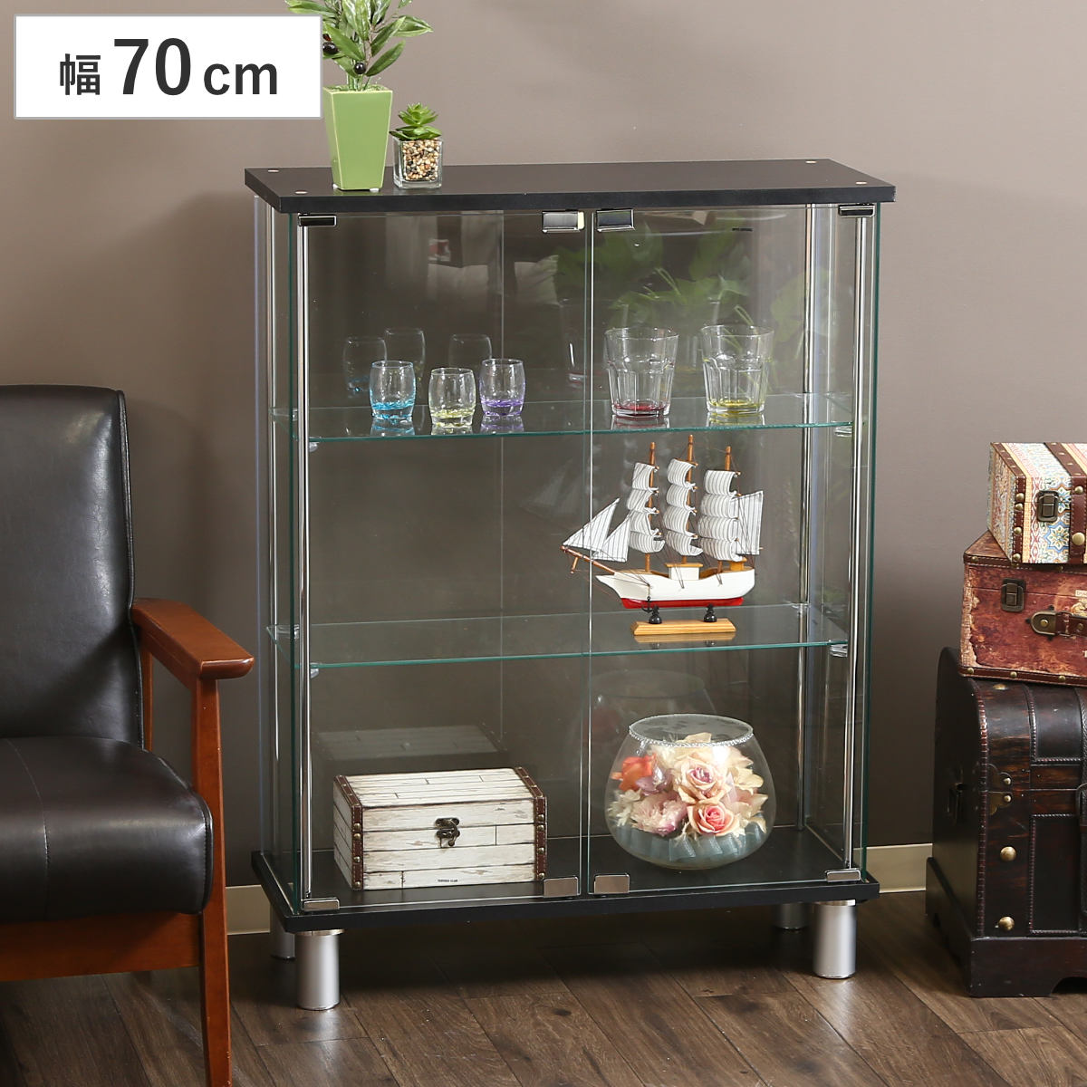 楽天市場】ディスプレイケース 幅70cm 3段 脚付 ショーケース