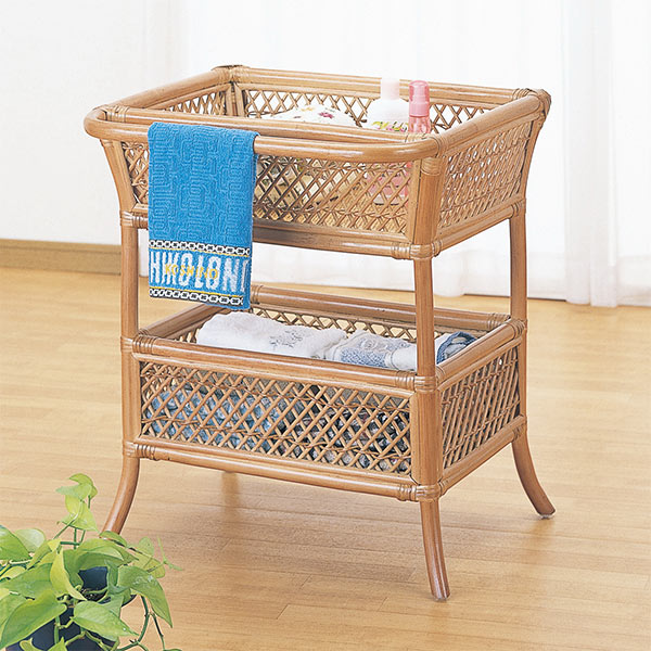 楽天市場】脱衣かご 2段 ラタン製 ランドリーバスケット 籐家具 幅56cm