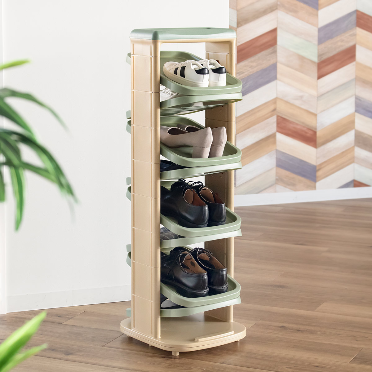 楽天市場】シューズラック ソルダー 8段 回転 省 スペース （ 下駄箱