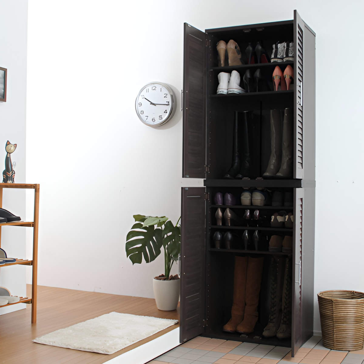 楽天市場】ルーバー扉 シューズボックス 幅60cm 最大42足収納可能 木製