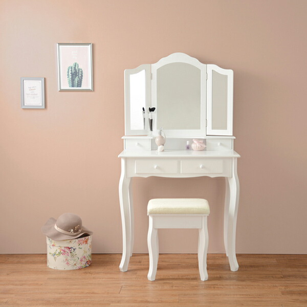 楽天市場】ドレッサー スツール セット 三面鏡 姫系 収納 引き出し
