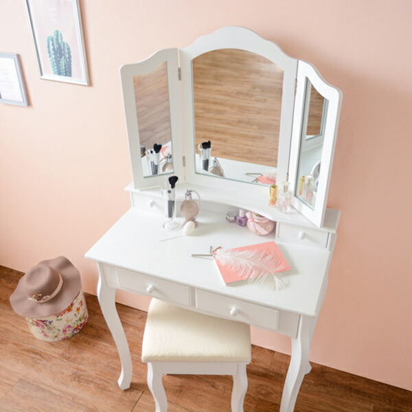 楽天市場】ドレッサー スツール セット 三面鏡 姫系 収納 引き出し