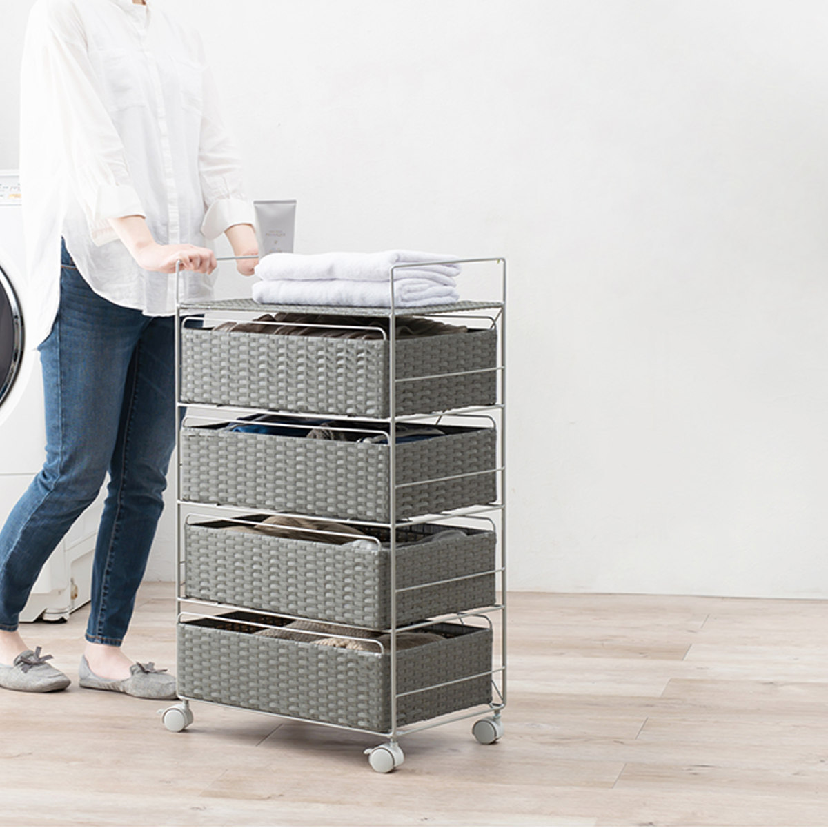 楽天市場】ランドリーチェスト 4段 幅50cm 高さ85cm キャスター付