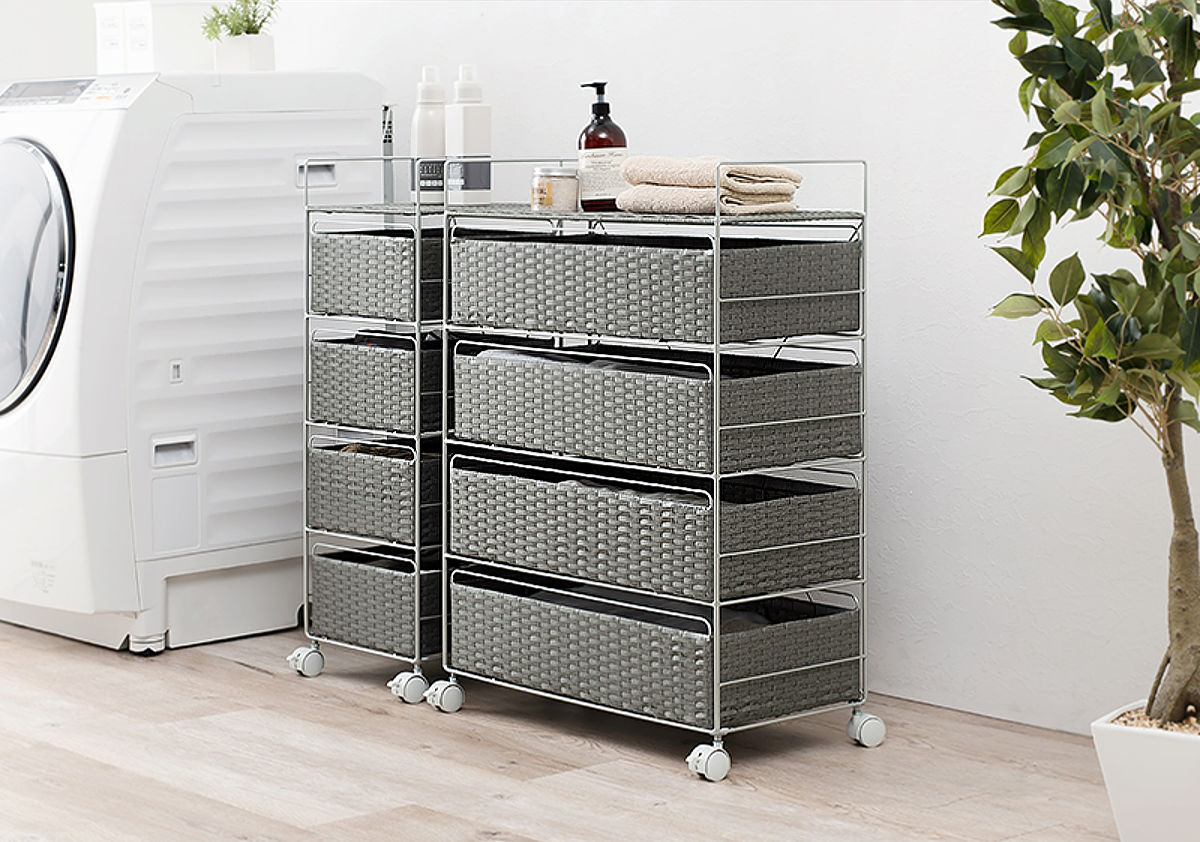 楽天市場】ランドリーチェスト 4段 幅30cm 高さ85cm キャスター付