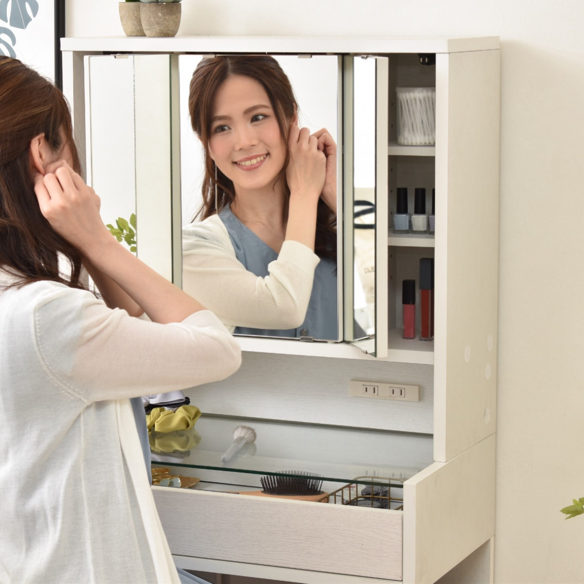 楽天市場】三面鏡 鏡のみ 卓上ミラー 幅60cm ドレッサー （ 送料無料