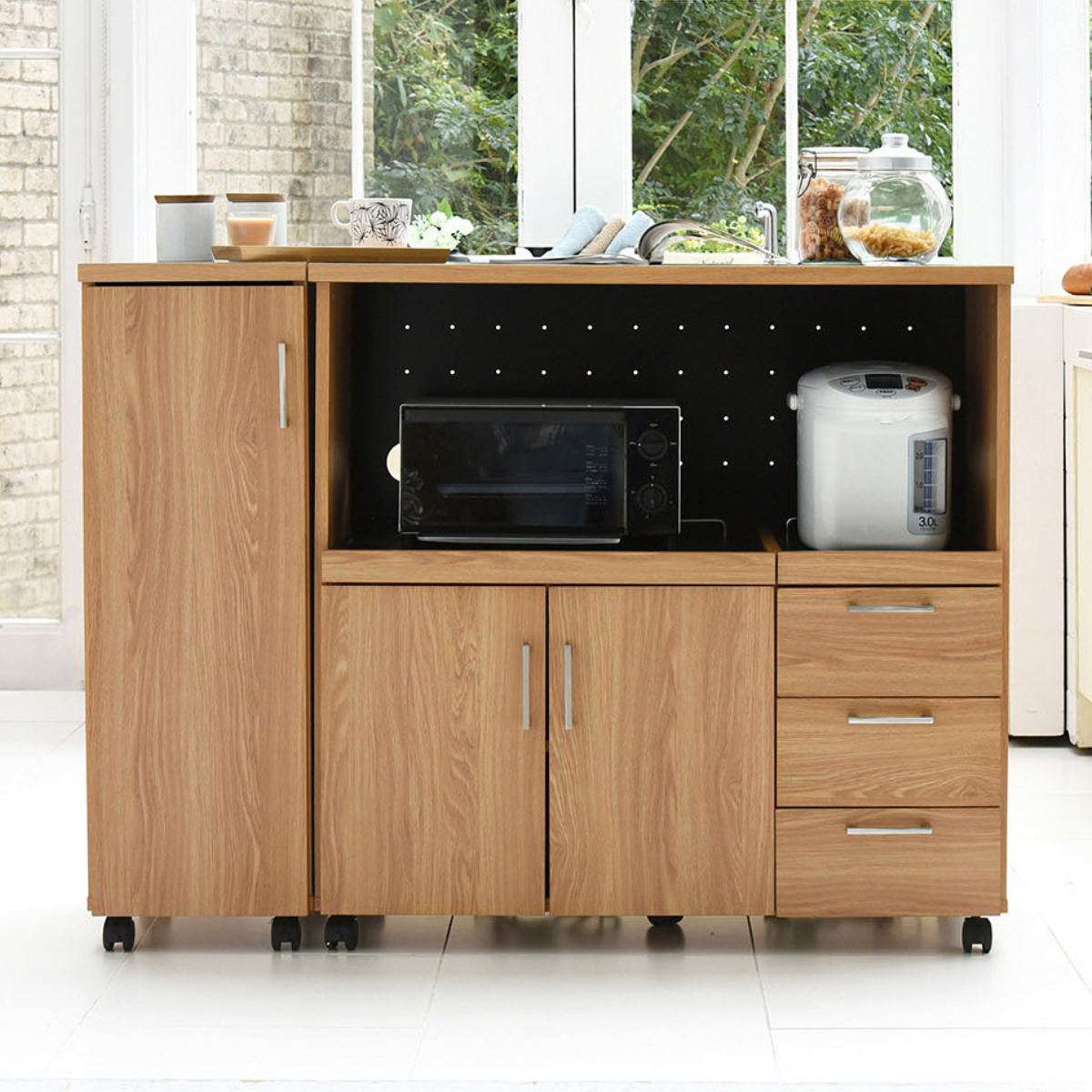 楽天市場】レンジ台 幅120cm キッチンラック キャスター付 北欧風