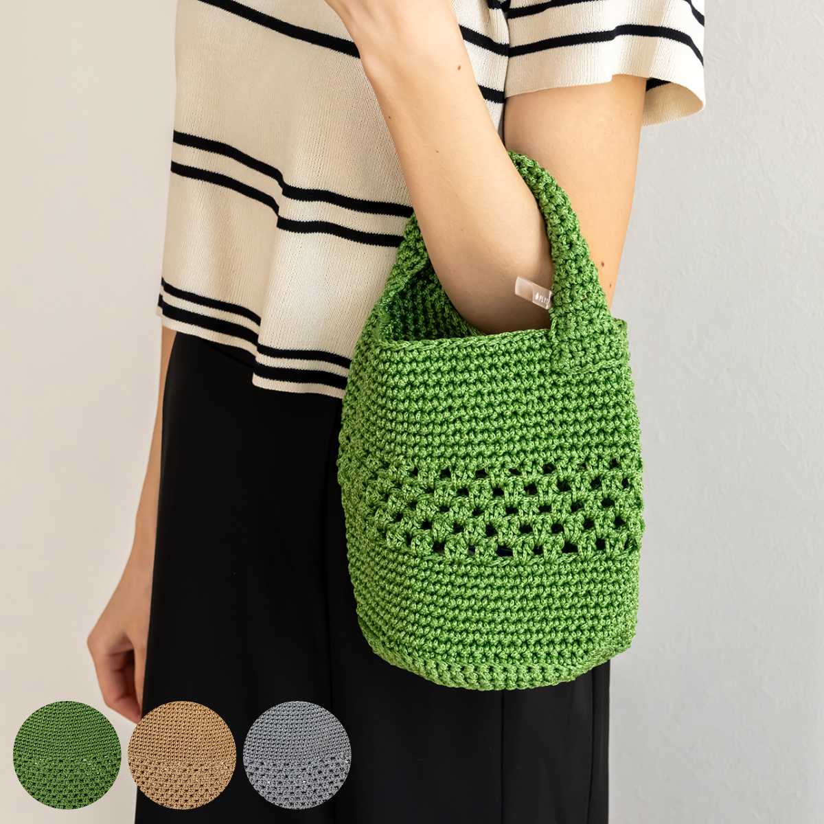 楽天市場】バッグ 手持ち マルシェシリーズ ワンハンドルバッグ 手編み