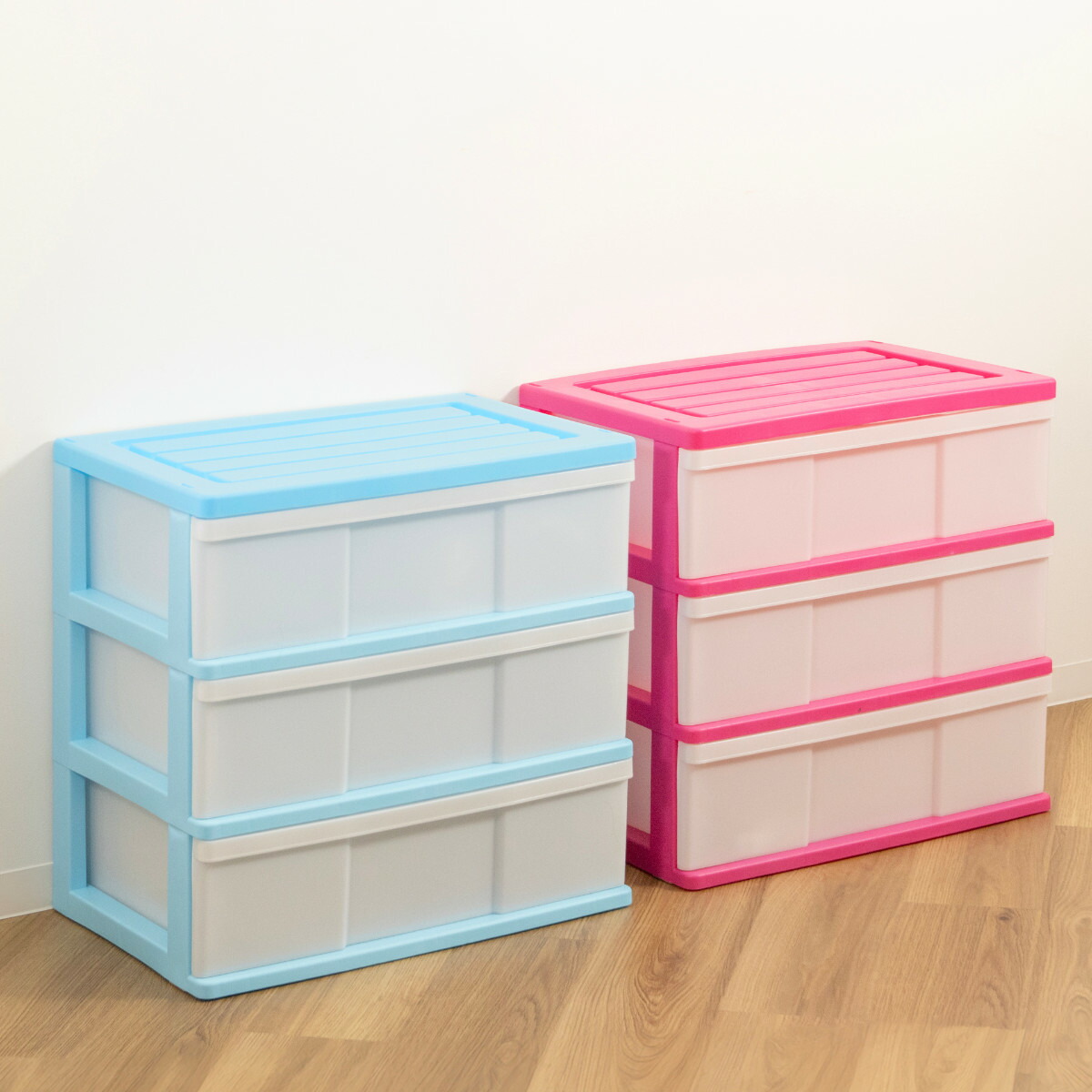 楽天市場】収納ケース ワイド収納ケース 3段 引き出し カラフルカラー