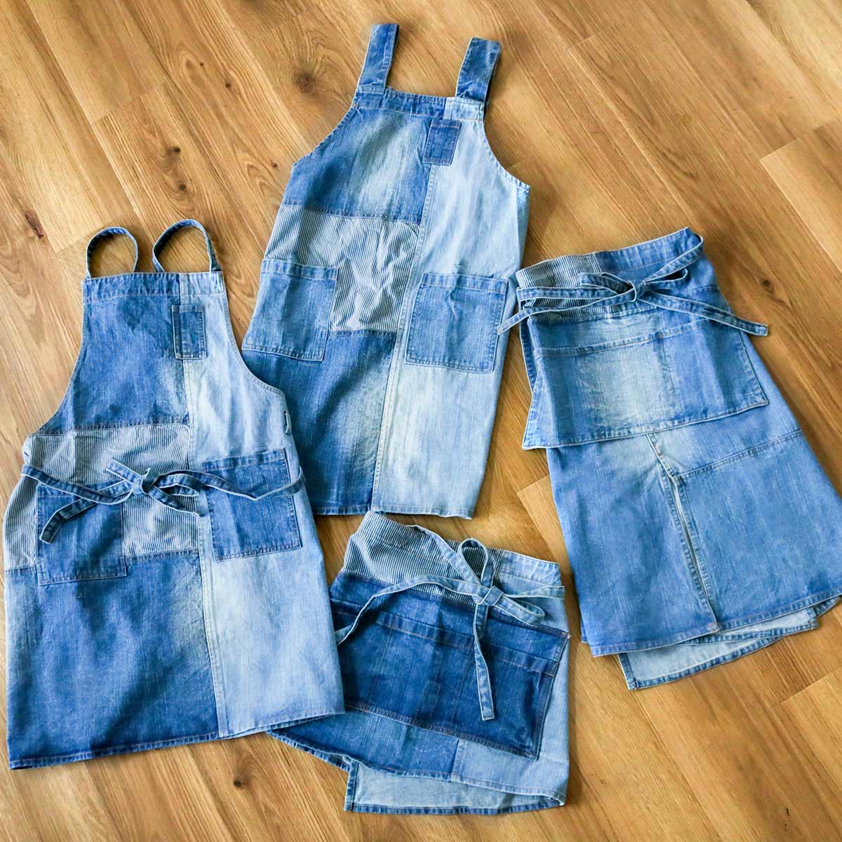 楽天市場】エプロン パッチワークデニムギャルソンロング （ ポケット