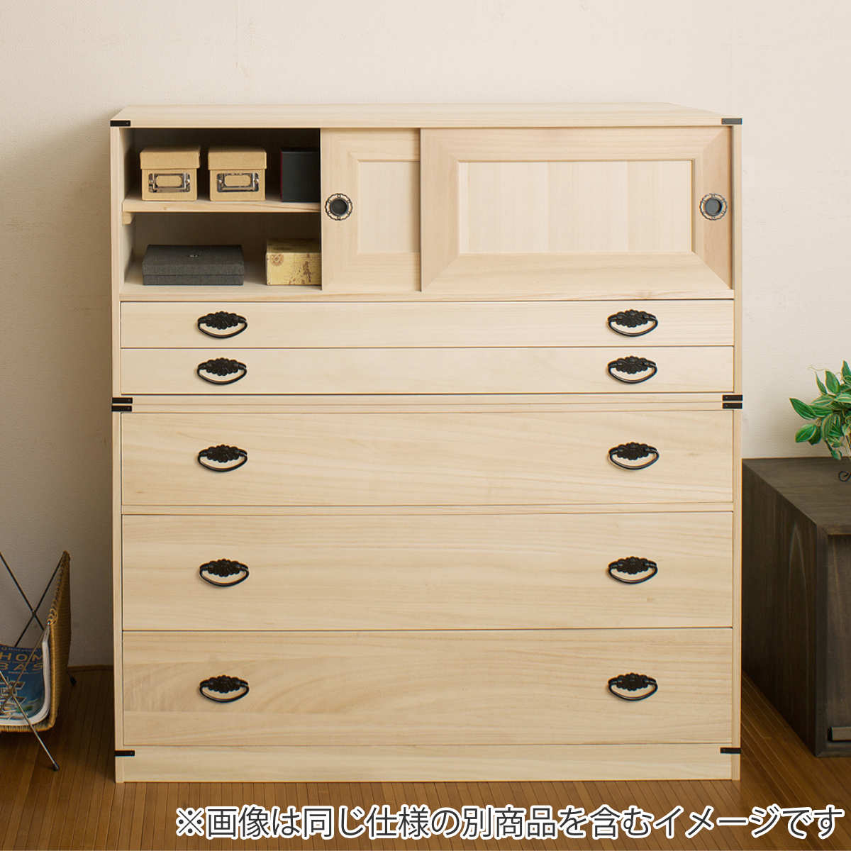 楽天市場】桐タンス 幅99.5cm 引出し2段 上置き兼用 引戸 日本製 （ 桐