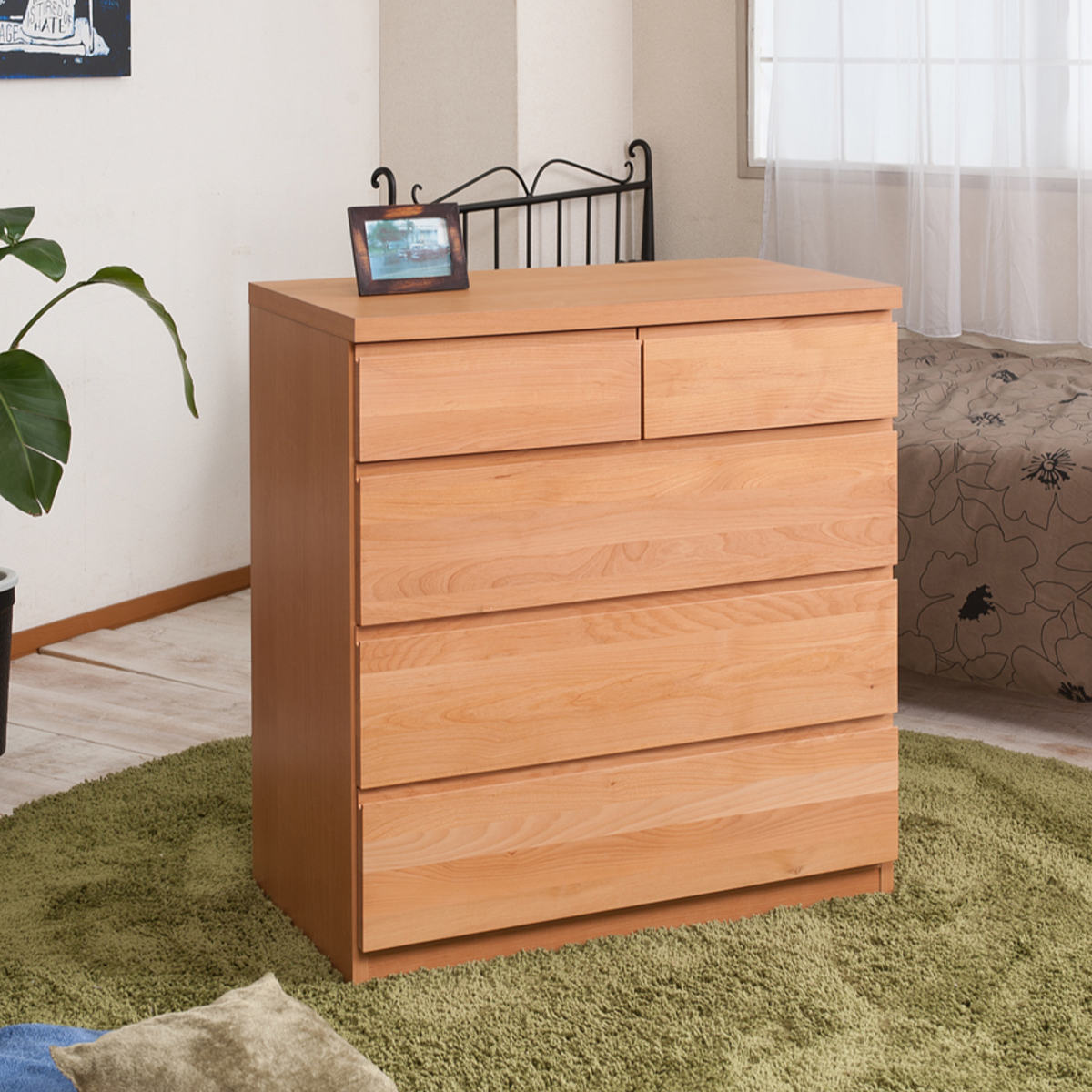 楽天市場】チェスト 4段 天然木 アルダー材 幅80cm （ 衣類収納