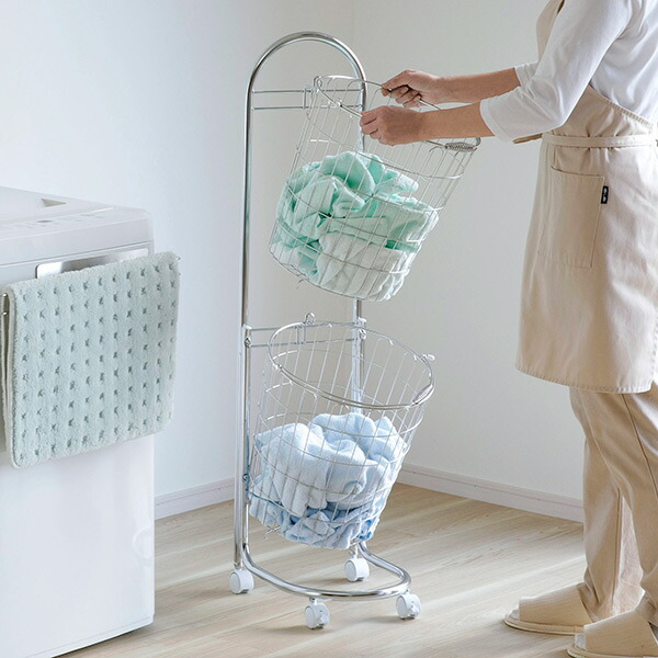 楽天市場】洗濯かご2段 ステンレス製洗濯かご 洗濯 バスケット