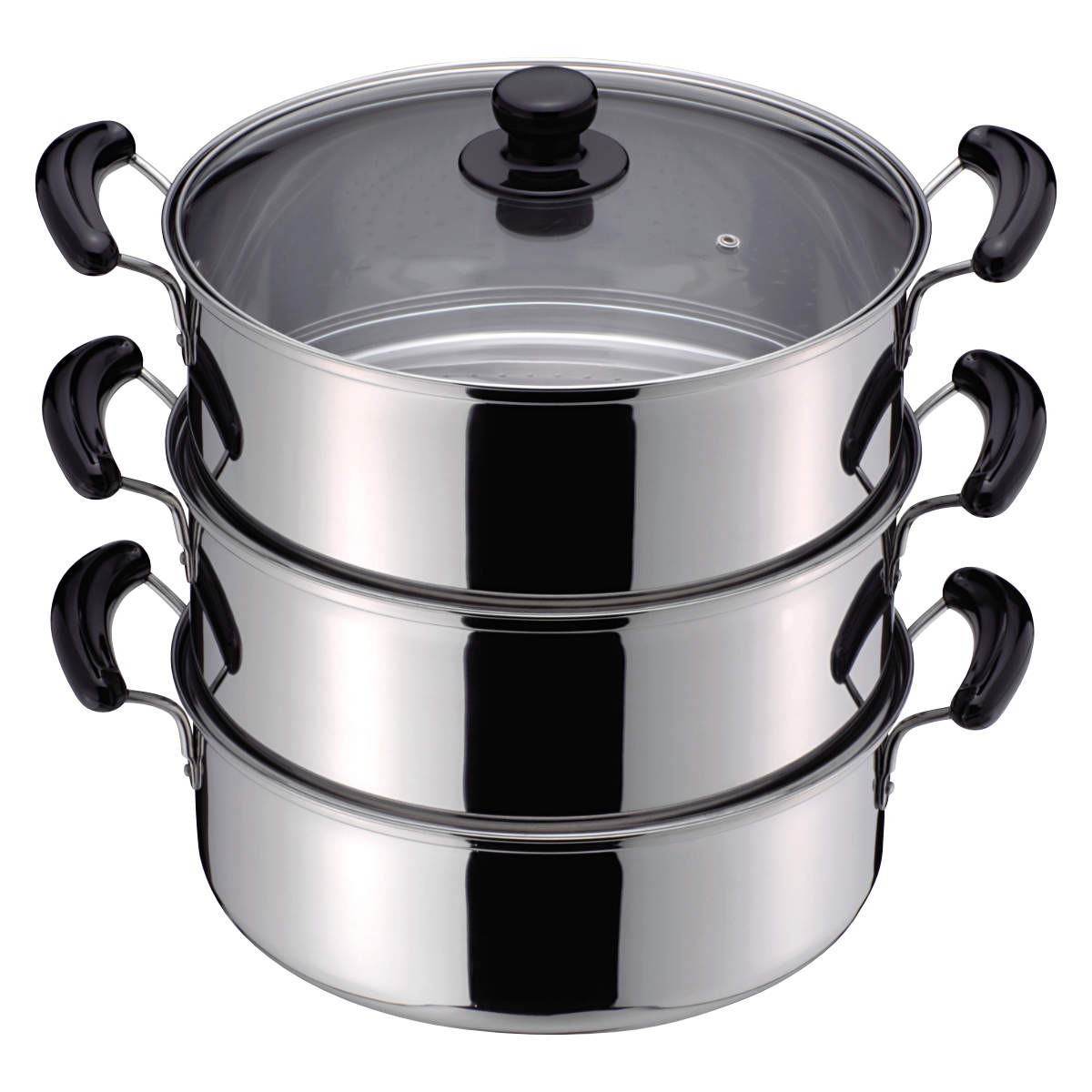 楽天市場】3段蒸し器 30cm IH対応 だんらん ガラス蓋付き 3升用