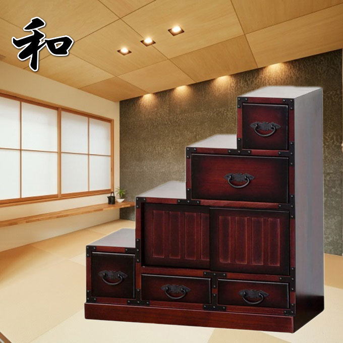 楽天市場】【本日ポイント5倍】民芸調 階段箪笥（たんす）右下がり