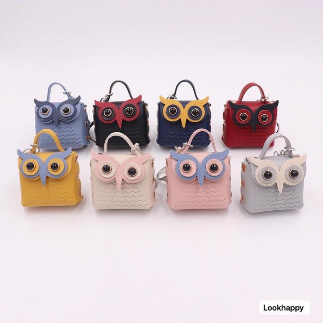 楽天市場】フクロウ キーケース キーホルダー バッグチャーム レザー