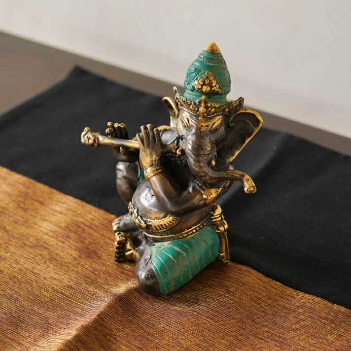 楽天市場】アジアン メタルオブジェ 横笛を吹くガネーシャ ブロンズ 銅