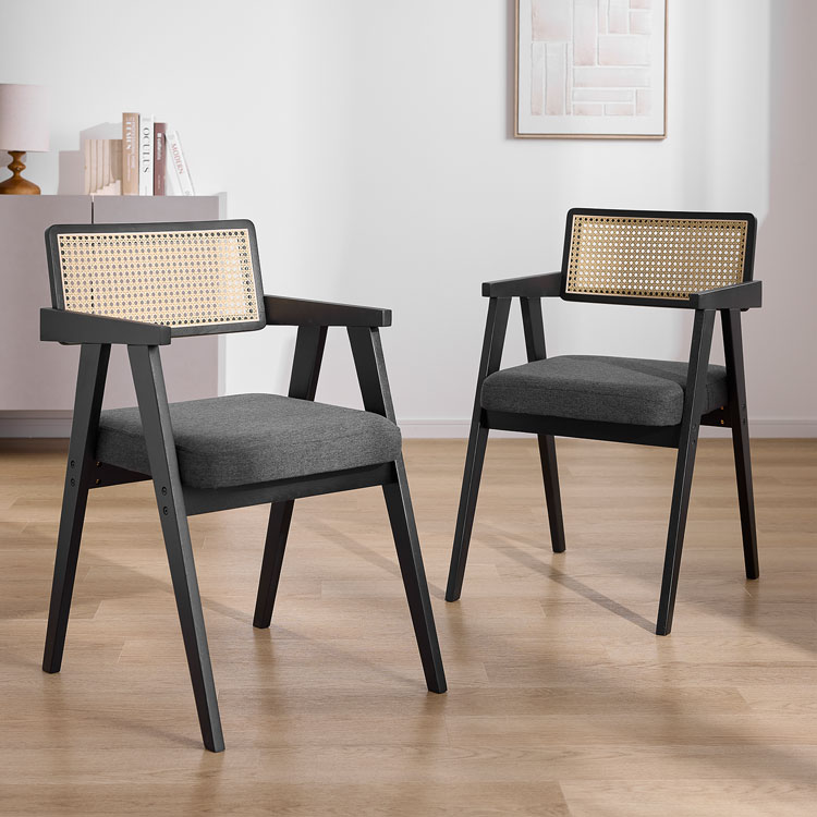 楽天市場】ダイニングチェア 2脚セット ラタン調 木製 天然木