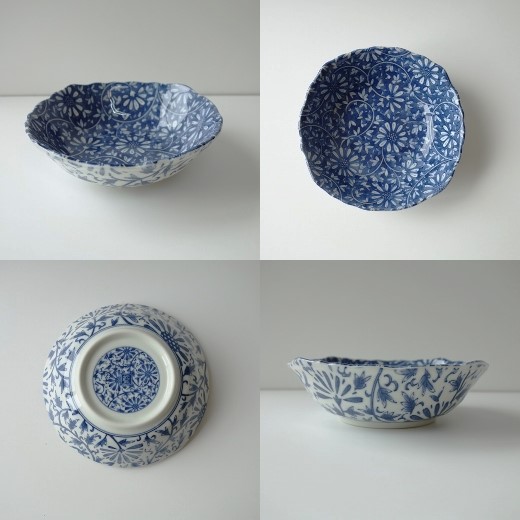 楽天市場】送料無料 藍染花唐草 16cm サラダボウル 5個 セット レンジ