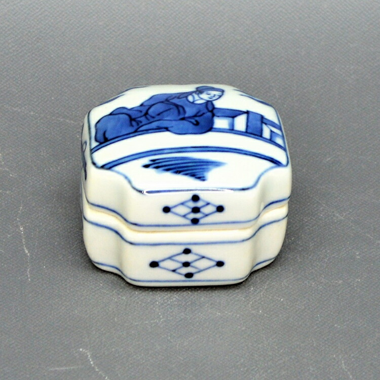 楽天市場】香合 呉須菱馬 染付屏風箱 呉須有馬筆 染付張甲牛 祥瑞瑠璃