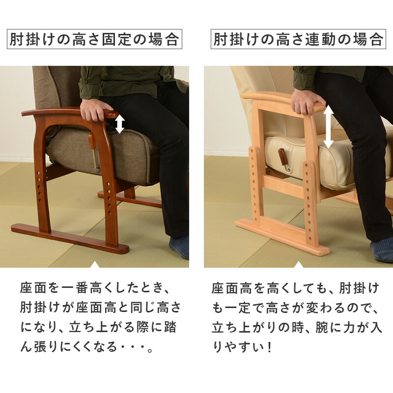 楽天市場】昇降式高座椅子_ブラウン（座椅子 リクライニング 腰痛
