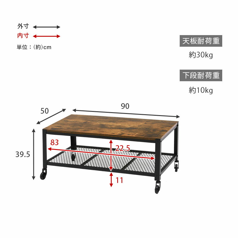 楽天市場】センターテーブル インダストリアルデザイン ローテーブル