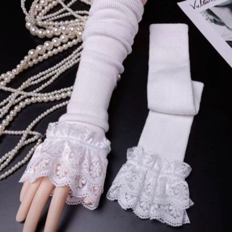 楽天市場】付け袖 レース つけ袖 ロング レディース フリル ふんわり