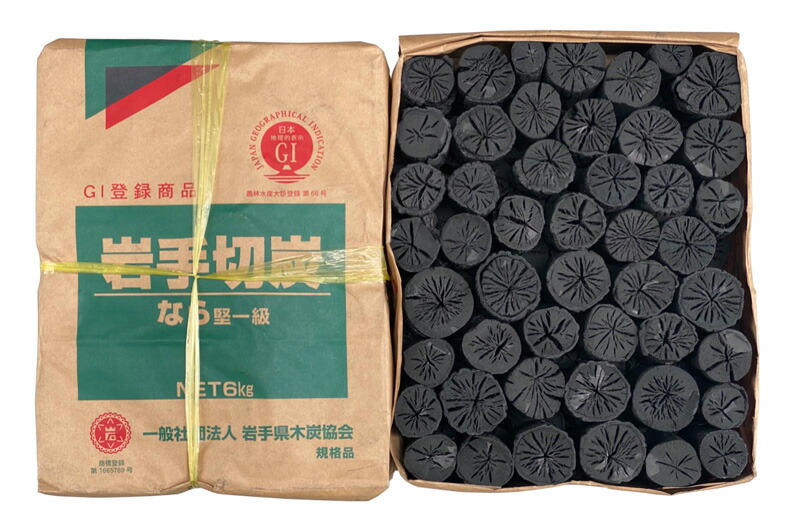 楽天市場】岩手切炭 なら 堅一級 丸炭 6kg 袋 インテリア・消臭 菊炭