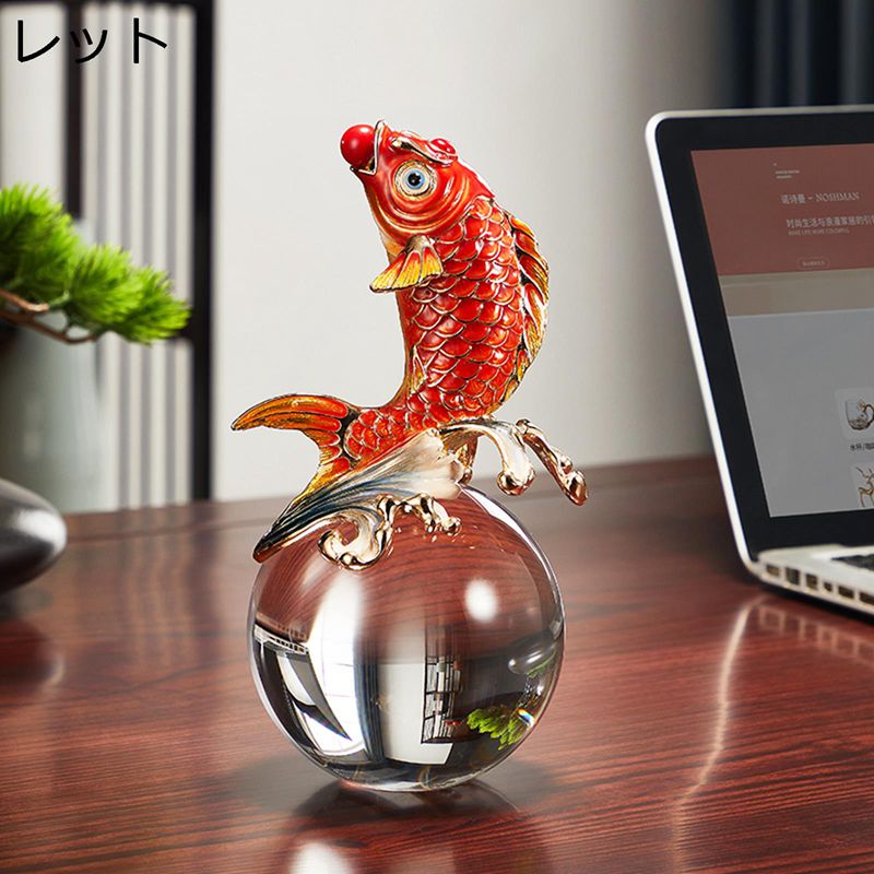 楽天市場】錦鯉 魚 置物 K9クリスタルボール 風水グッズ 招財 繁栄