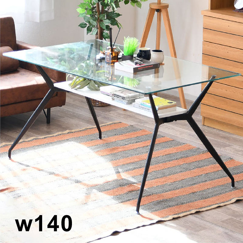 楽天市場】ダイニングテーブル ガラス 幅140 140x80 収納付き ガラス