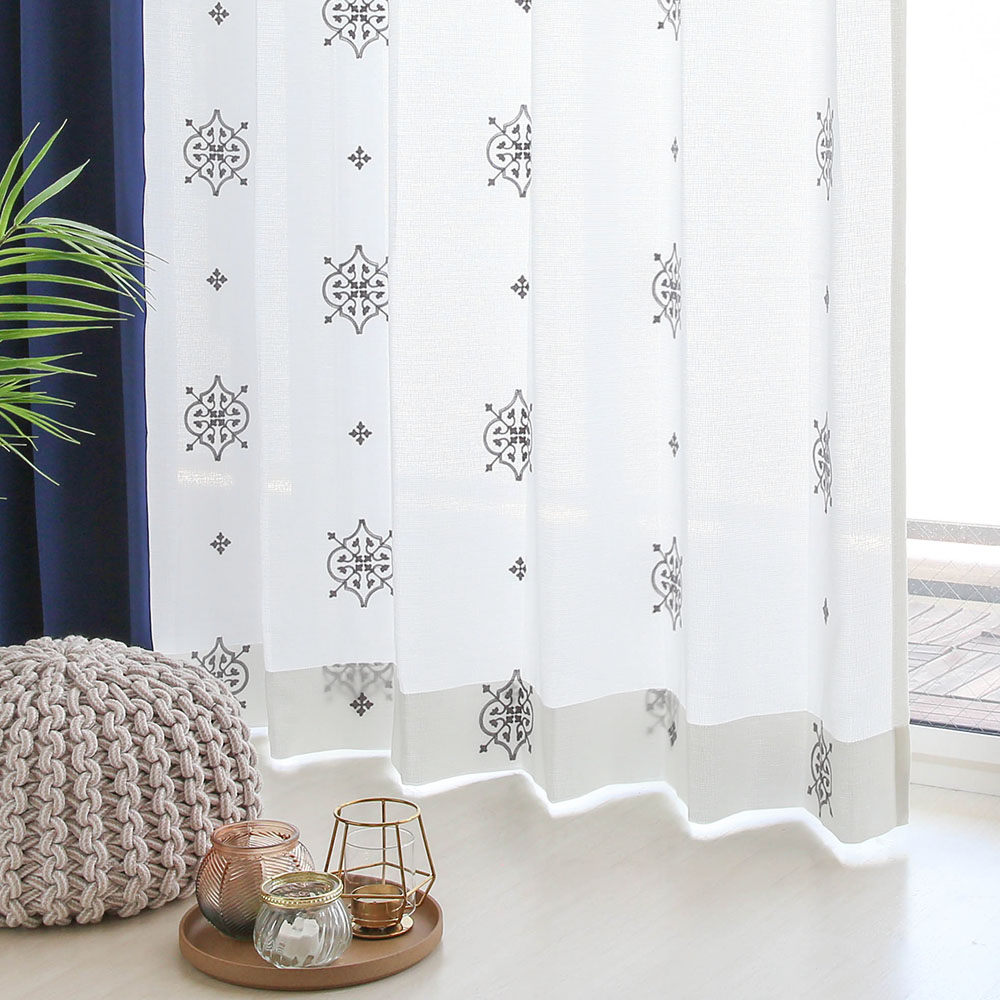 楽天市場】刺繍レースカーテン おしゃれ 遮像レース 夜も見えにくい