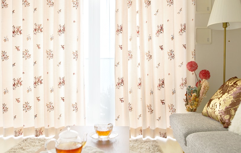 楽天市場】花柄 カーテン 非遮光 おしゃれ かわいい 刺繍 洗える