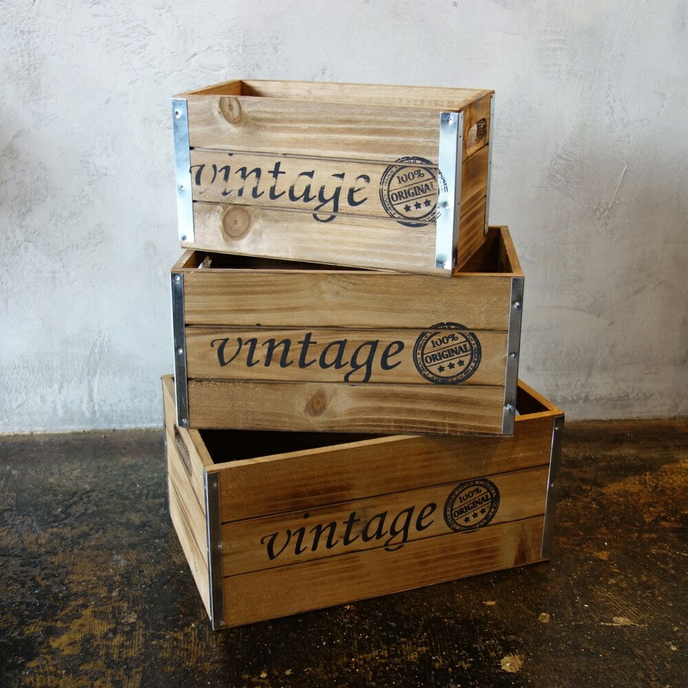 楽天市場】ヴィンテージ加工 Mサイズ 木箱 ウッドボックス USA