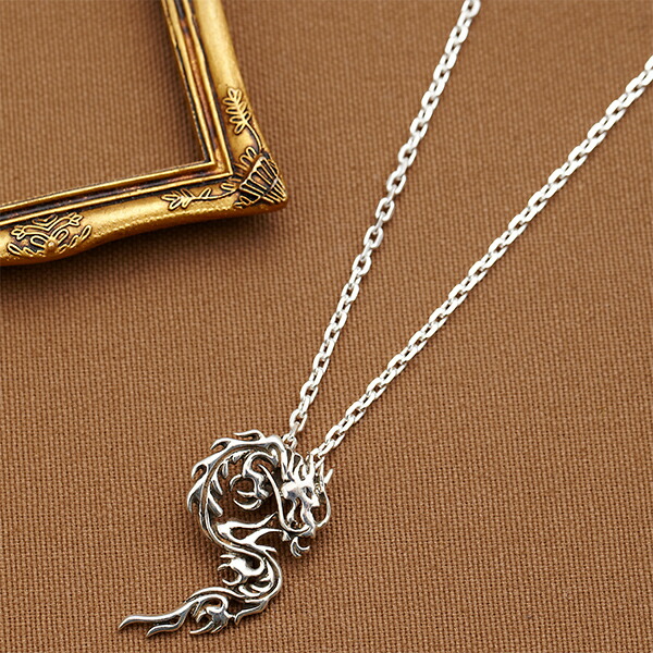 楽天市場】メンズネックレス トライバルドラゴンモチーフシルバー