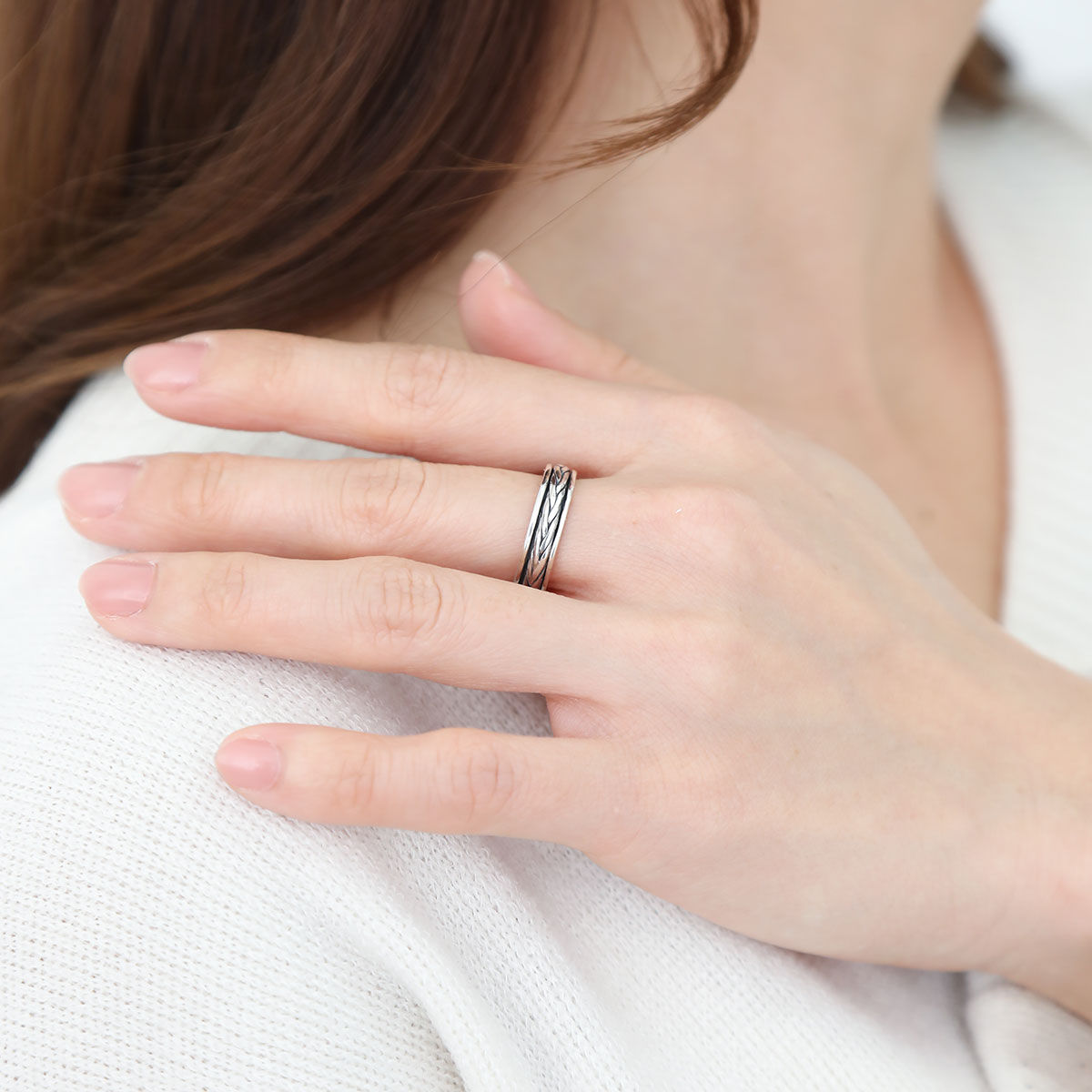 楽天市場】リング メンズ シルバー925 みつあみ 編み込み 真ん中動く