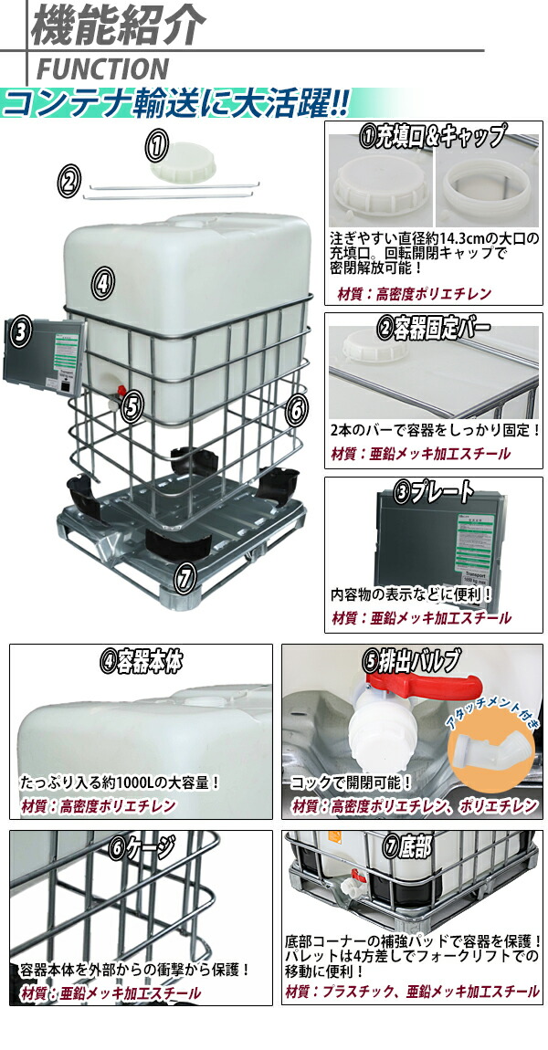 楽天市場】送料無料 タンク IBCタンク UN認証付き パレット付き 1000L