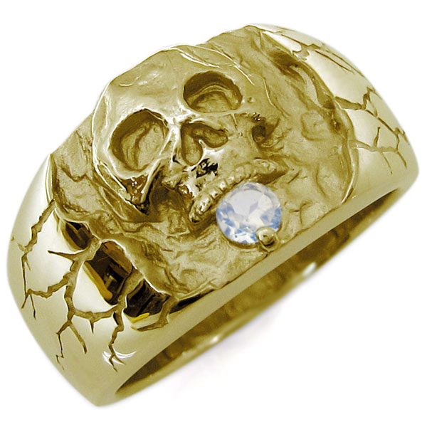 楽天市場】指輪 18k ゴールド メンズ リング スカル ドクロ 誕生石 一
