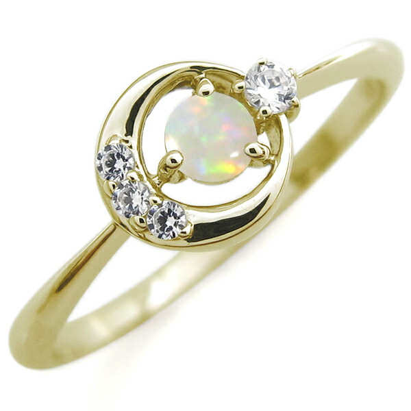 楽天市場】オパール リング レディース 指輪 k10 月モチーフ 星 10金