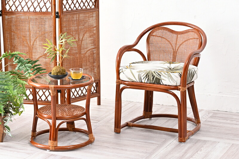 楽天市場】籐椅子 ラタンチェア 肘掛け 肘付き 座椅子 クッション籐の