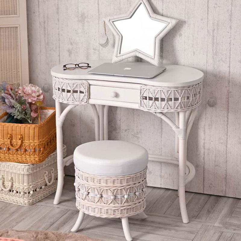 楽天市場】デスク ドレッサー 引き出し コンパクト ラタン 木製