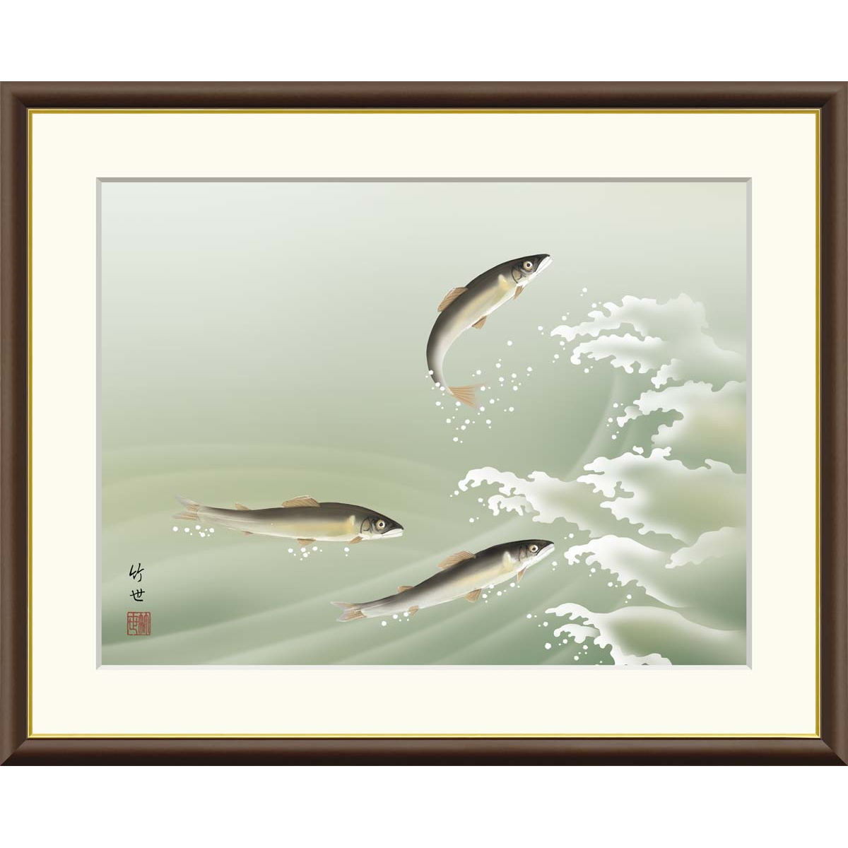 楽天市場】絵画 現代日本画 麗水の彩魚 鮎 田村竹世 額入り インテリア