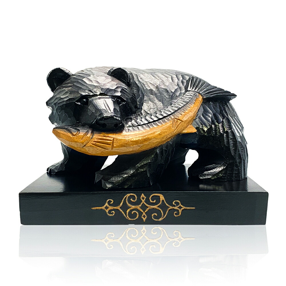 楽天市場】北海道土産 木彫りのクマ【Lサイズ】 木彫りの熊 鮭をくわえ