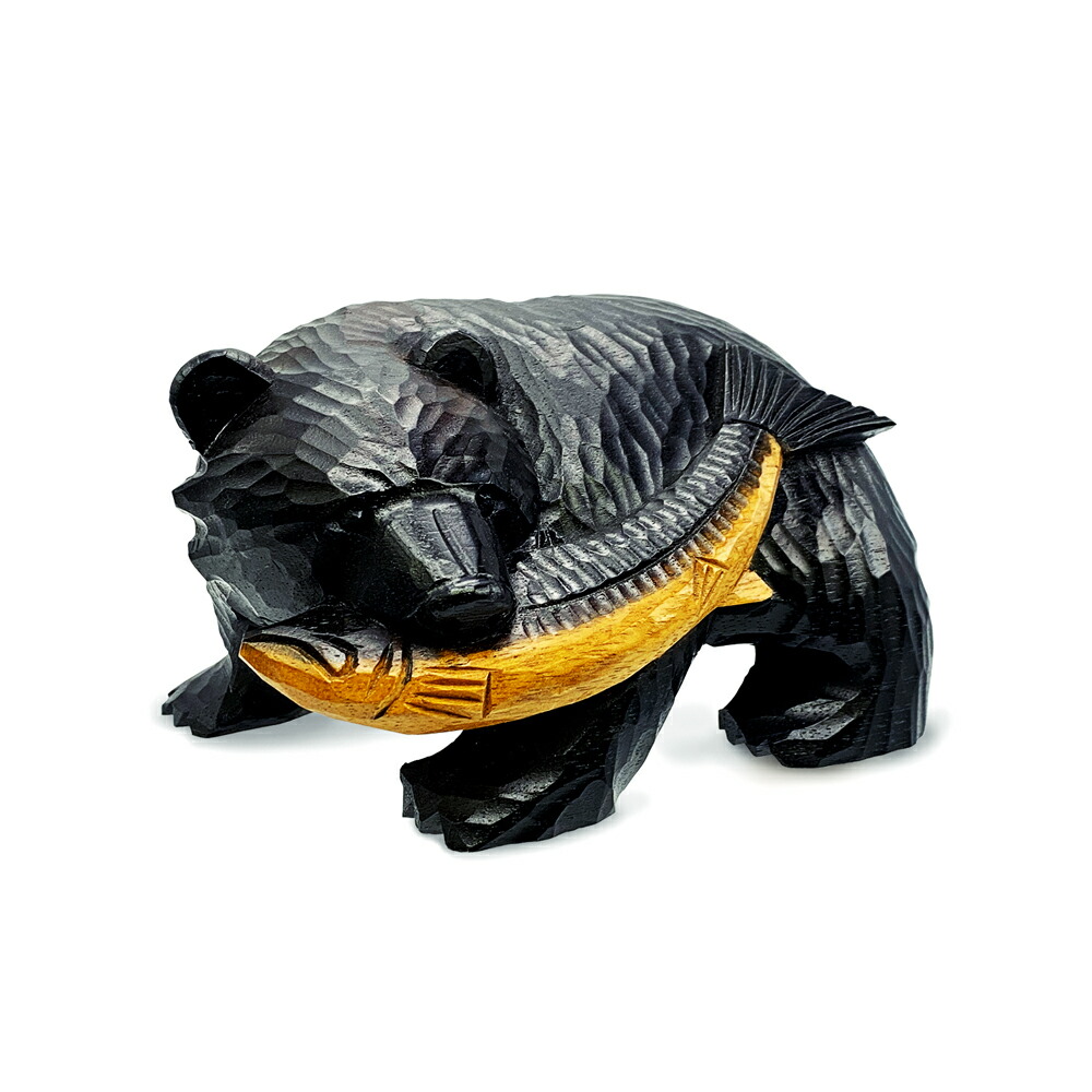 楽天市場】北海道土産 木彫りのクマ【Lサイズ】 木彫りの熊 鮭をくわえ