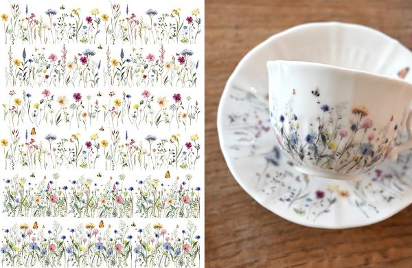 楽天市場】ポーセラーツ 転写紙 【白磁用】水彩ワイルドフラワー転写紙