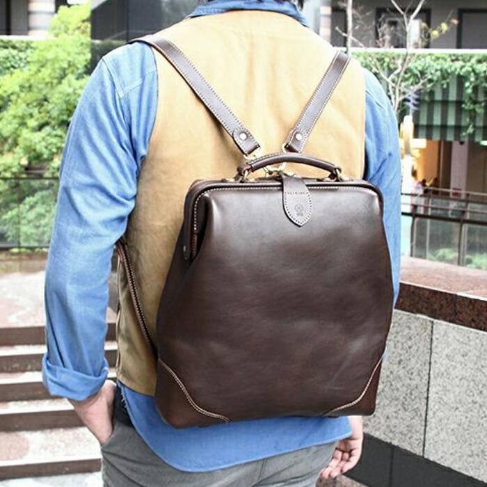 楽天市場】がま口 リュック メンズ ビジネス レザー がま口リュック
