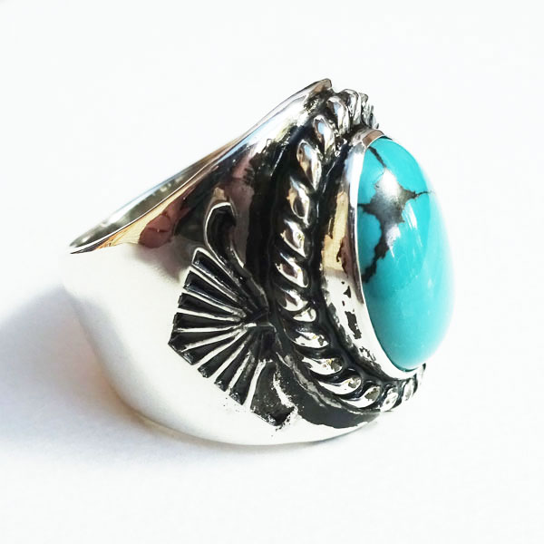 楽天市場】ターコイズ シルバーリング【受注製作】925 リング メンズ