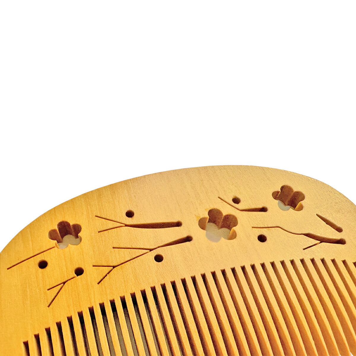 楽天市場】本つげ 上質仕上げ 半月（大） うめの透かし彫り とかし櫛